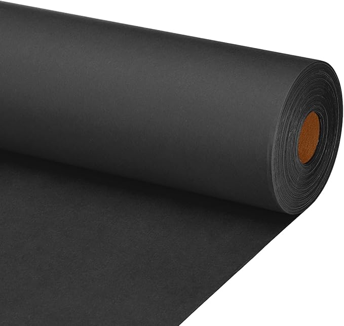 PATIKIL Wrapping Paper, 20"x1600"(130') Bulletin Board Paper Roll Kraft Paper Roll Construction 80GSM for Shipping Packing Gift Wrapping Craft Flower Bouquet Christmas, Black