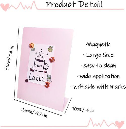 Metal Pink Magnet Display Board by [Brand Name] - 14" x 10" Anti-Slip Bulletin Board for Home Office & Events