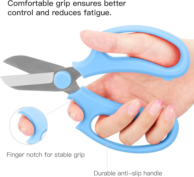 Housolution Flower Scissors, Strong Floral Shears, Premium Steel Garden Pruning Shears Floral Fruits Leaf Scissors Hand Pruner Snip Trimming Tool for Gardening Flower Arrangement, Light Blue