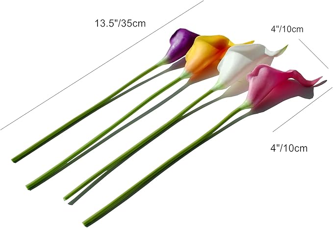 Mandy's PU Colorful Calla Lily Artificial Flowers 20 Stems 13.5in Faux Realistic Centerpiece for Thanksgiving and Christmas Decorations DIY Bridal Bouquet Home Décor