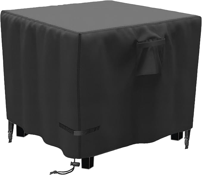 YOWDUTY Propane Fire Pit Cover Square 28 Inch, Waterproof Heavy Duty 600D Gas Fire Pit Table Cover 28x28x25 Inch, Fit 26-28 Inch Firepit Table, All-weather Protection For Patio Fire Table