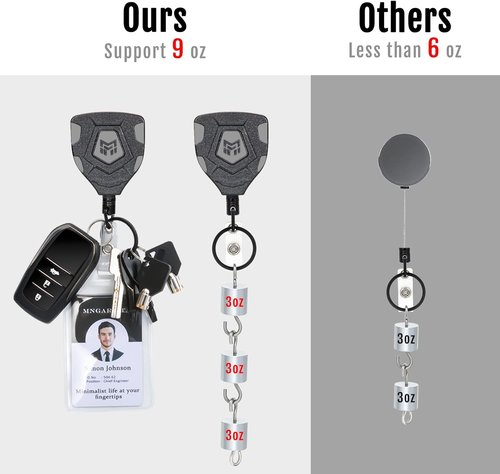 MNGARISTA Heavy Duty Retractable Keychain - 31.5' Steel Cord & Belt Clip | 2-Pack Badge Holder