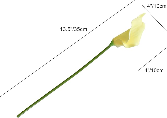 Mandy's PU Light Yellow Calla Lily Artificial Flowers 20 Stems 13.5in Faux Realistic Centerpiece for Thanksgiving and Christmas Decorations DIY Bridal Bouquet Home Décor