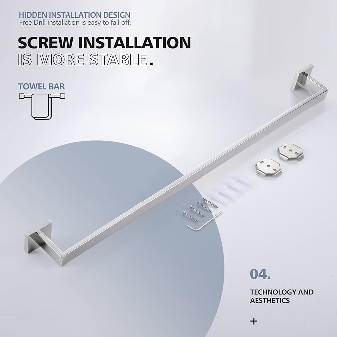 KOKOSIRI 36-Inch Single Towel Bar, Bathroom Kitchen Towel Holder, Wall Mounted SUS304 Stainless Steel Towel Rack, Polished Chrome, B4003CH-L36