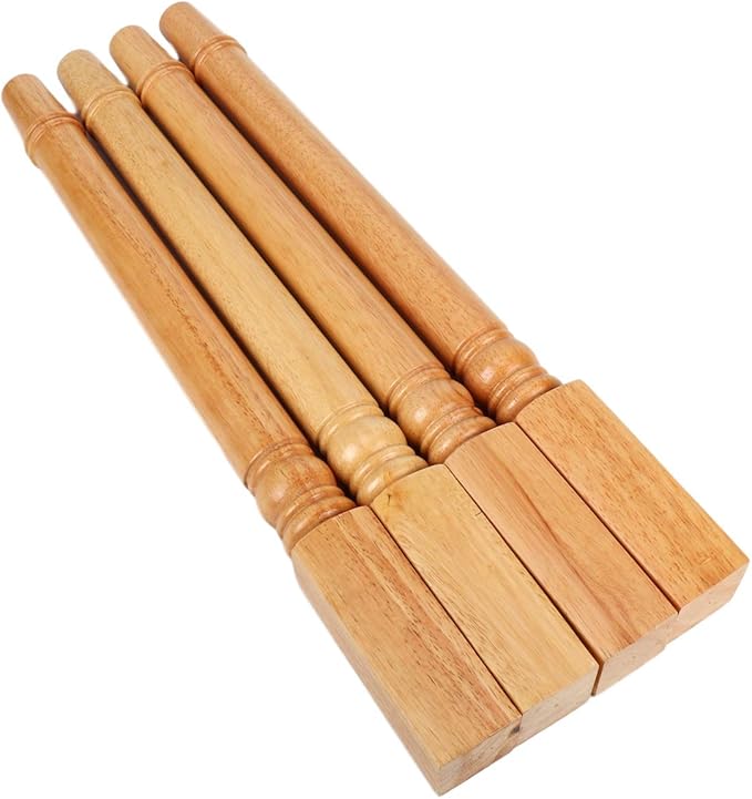 tonchean 28 inch Furniture Legs 4 Pack Turned Farmhouse Table Legs Set DIY Wood Legs Round Farmhouse Legs Replacement Coffee Table Bench Dining Legs Varnish Coated