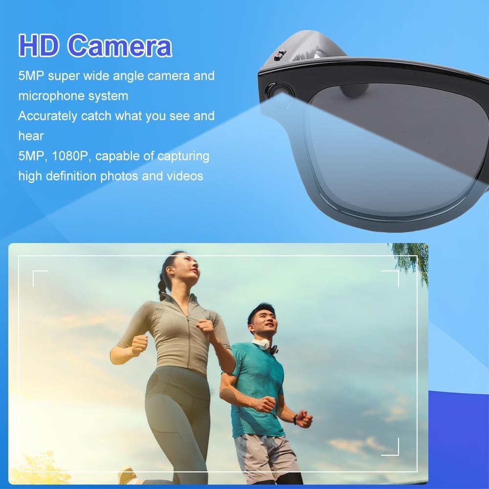 Yoidesu Ai Smart Glasses - 5MP Camera with Bluetooth Music & Call Features | 26 Language Translation