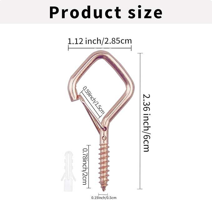 Sexoeie 20PCS Eye Screw Hooks for Hanging Heavy Duty with Safety Buckle.Metal Ceiling Hooks for Hanging Plants,Cup,Wind Chime,Bird Feeders,String Lights at Indoor&Outdoor,2.36 Inch(No Drill Bit)