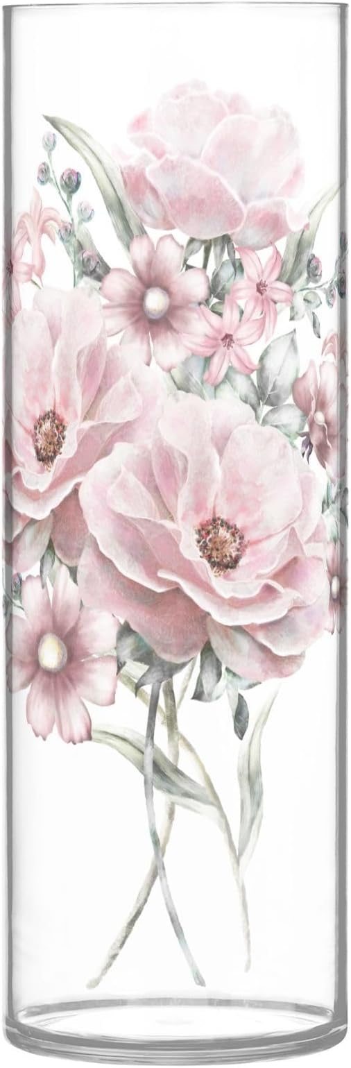 Vase Plastic Vase Elegant Cylinder Flower Vase Shatterproof Decorative Centerpiece for Home Table Office Weddings Events (11.8 x 3.9 in)