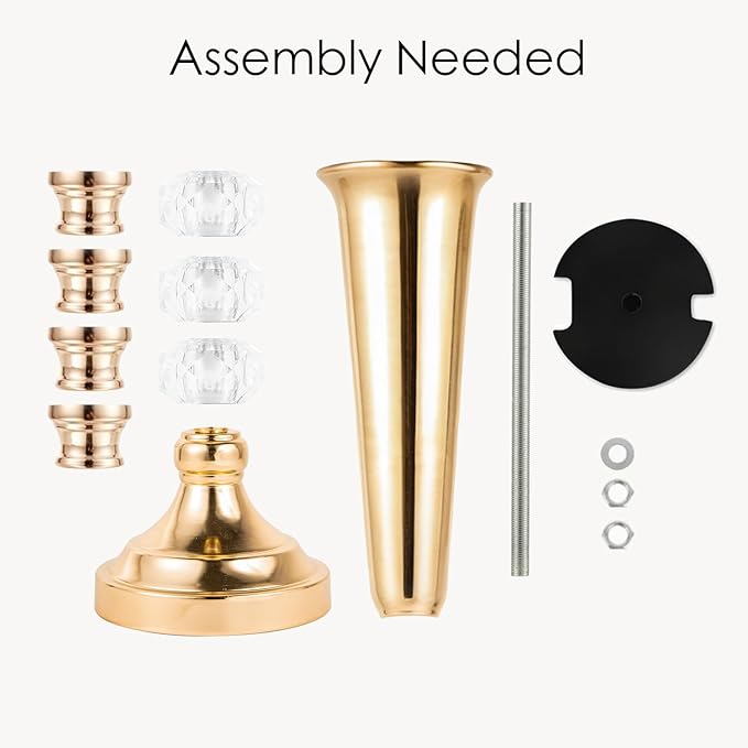 Tabletop Metal Vase Set of 2, Decorative Gold Vases for Centerpieces, Trumpet Vases for Flowers, Tall Table Flower Arrangements for Anniversary Birthday Party Wedding Home Decor (Gold- 2pcs)