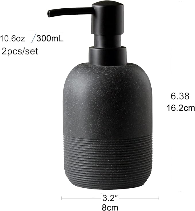 GalDal Matte Black Soap Dispenser Sets with Pump,Hand Soap and Lotion Dispenser for Bathroom Countertop,Morden Soap Dispenser for Kitchen-10.6oz.