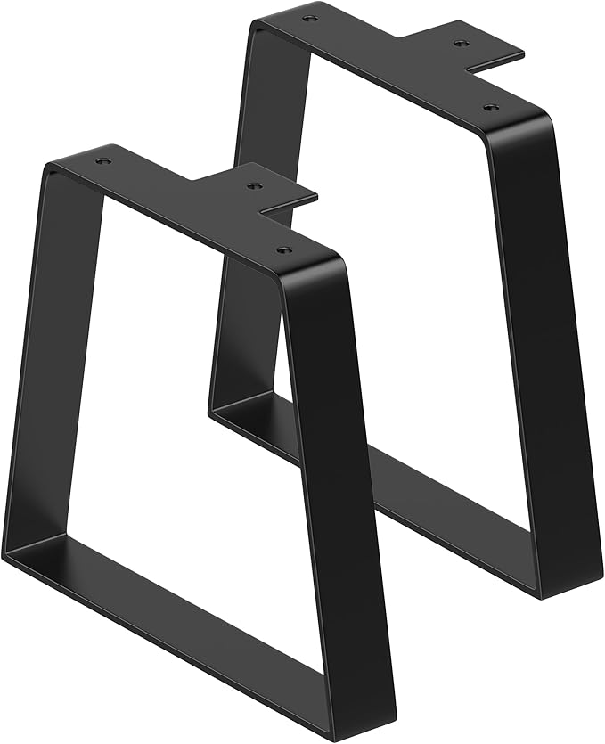 Metal Table Legs 8 Inch Short - Kitchen Desk Legs Small Trapezoid Heavy Duty Steel Furniture Leg Replacement Feet for DIY Sofa, Bench, Stool, Coffee Table, End/Side Table (Set of 2, Black)