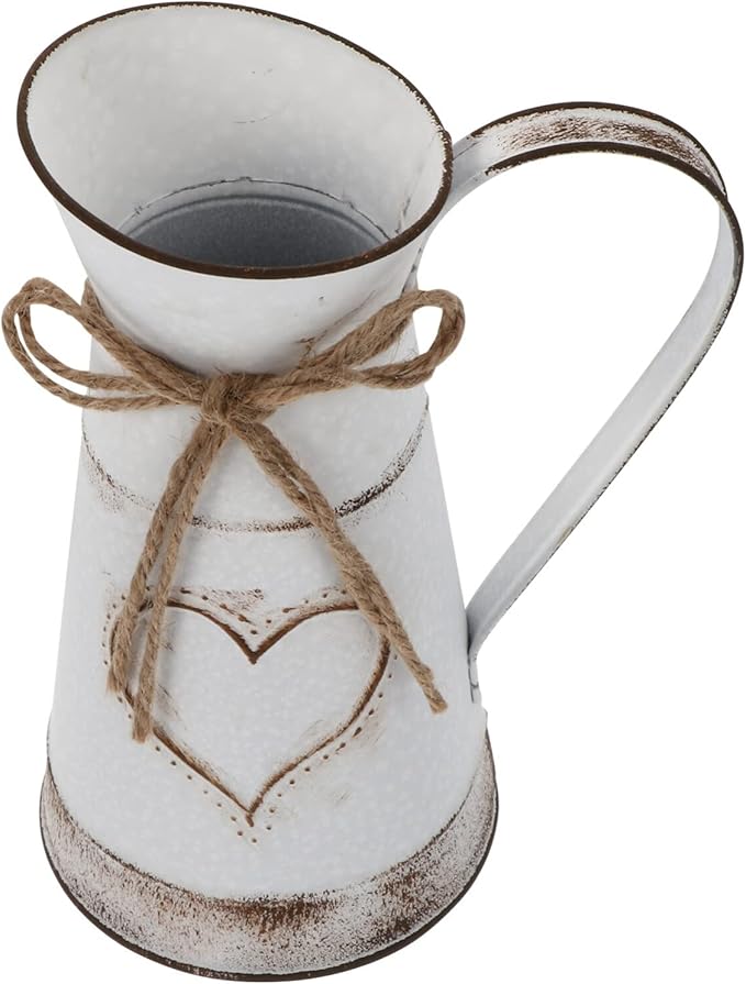 BESTonZON Decorative Metal Iron Flower Vase for Rustic Floral Arrangements Heart-Shaped Design for Home Decor Weddings and Garden Centerpieces