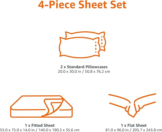 Amazon Basics Lightweight Super Soft Easy Care Microfiber 4 Piece Bed Sheets Set with 14-Inch Deep Pockets, Full, Plum, Solid
