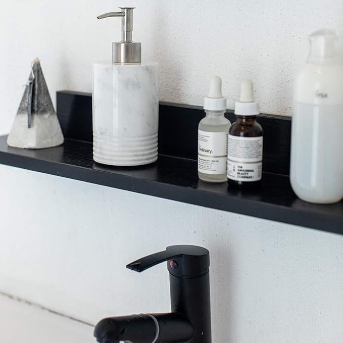 JIMEI Marble Soap Dispenser with Stainless Steel Pump for Bathroom Kitchen Countertop - Lotion & Liquid Dispenser Soap Bottle White
