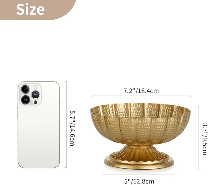 NUPTIO Small Gold Vases for Centerpieces: Brass Compote Vases for Flowers - Metal Pedestal Bowl Decor for Wedding Table Home Set of 2