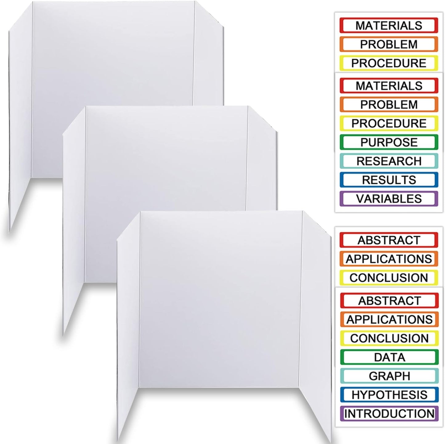 Trifold Display Boards - Colorful Self-Adhesive Sheets | 24 x 16 Inch Presentation Boards for Science Fairs