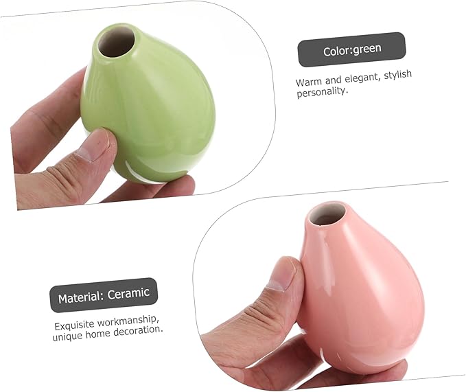 Healifty 3pcs Ceramic Vase for Flower Arrangement Decorative Glazed Ceramics Artistic Bud Containers for Living Table and Home Decor White Green Pink