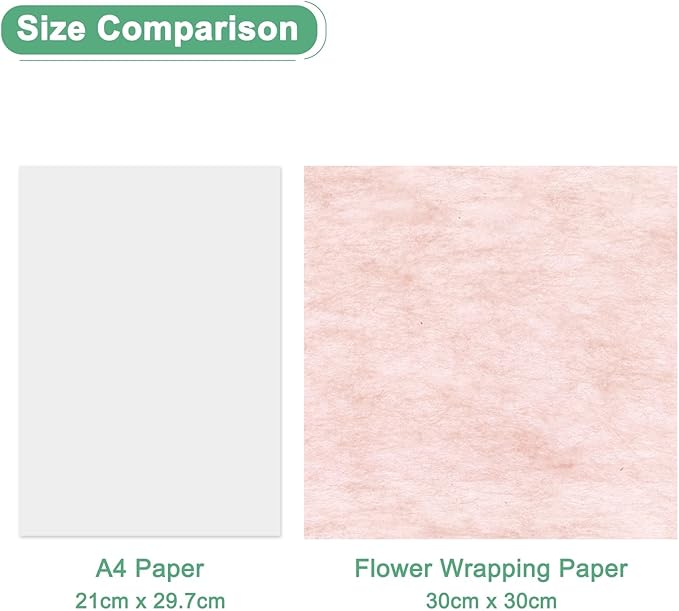 M METERXITY 152-Sheet Korean Cotton Wrapping Flower Paper, 11.8 Inch/ 30cm Waterproof Floral Wrapping Cotton Paper for Bouquets/Gift Packaging [Tender Pink]