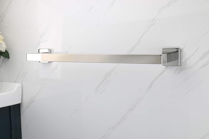 TocTen Bath Towel Rack - Square Base Thicken SUS304 Stainless Steel Towel Bar for Bathroom, Bathroom Accessories Towel Rod Heavy Duty Wall Mounted Towel Holder. (Chrome, 33)
