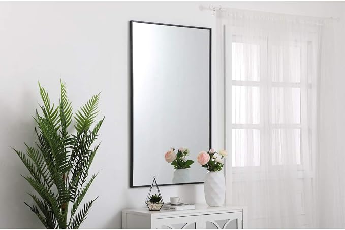 Elegant Decor Eternity 48" x 30" Contemporary Metal Frame Mirror in Black