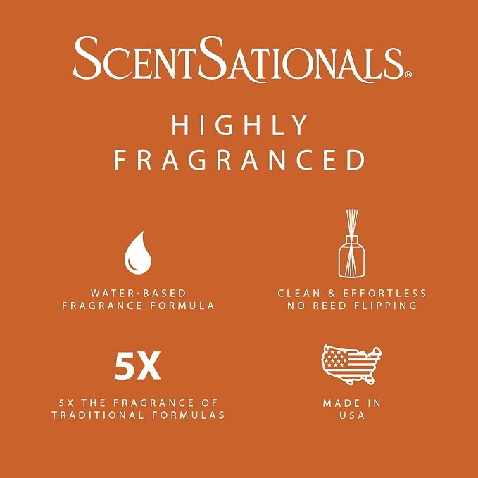 ScentSationals Water-Based Reed Diffuser - Mahogany & Amber - 5 FL OZ Aromatherapy Reed Diffuser