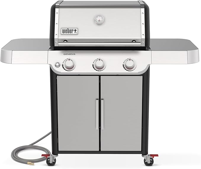 Weber Genesis S-315 Natural Gas Grill for Outdoor Grilling, 3 Burners, Stainless Steel
