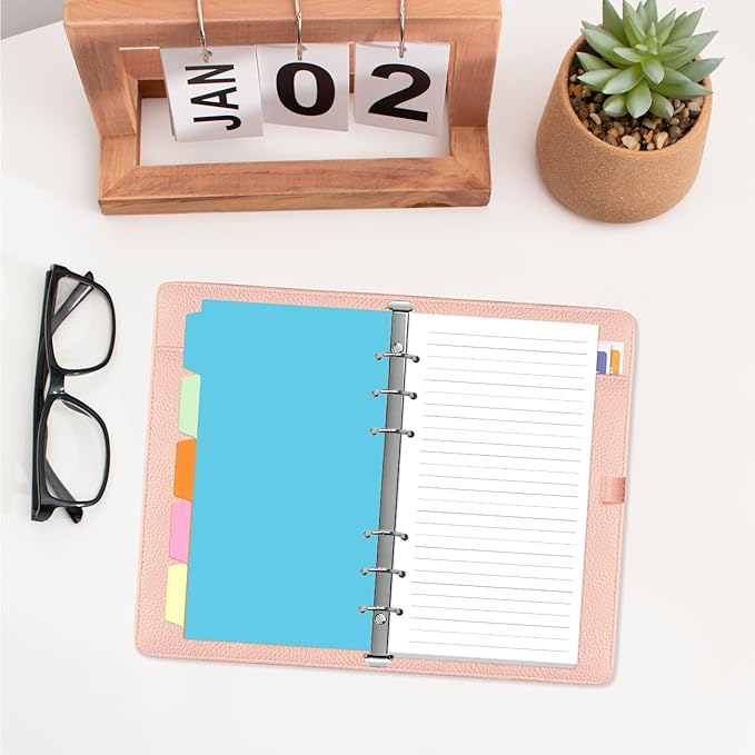 (2-Pack) A6 Lined Paper Refills for Filofax Personal Binder Planner - 160 Sheets/320 Pages Paper with 5 Colorful Binder Dividers, 3.75" x 6.75"