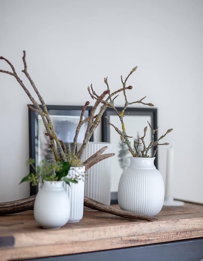Lyngby Porcelain Vase, White, 9.8" H x 5.9" D, Designed by Karakter Copenhagen, Gift Box Included