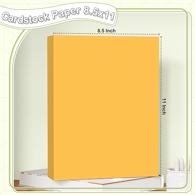 40 Sheets Cardstock 8.5x11, 65lb Orange Yellow Card Stock, Construction Paper, 180gsm Thick Printer Paper for Printing, Painting, Card Making, Kids School Supplies,Party Decorations
