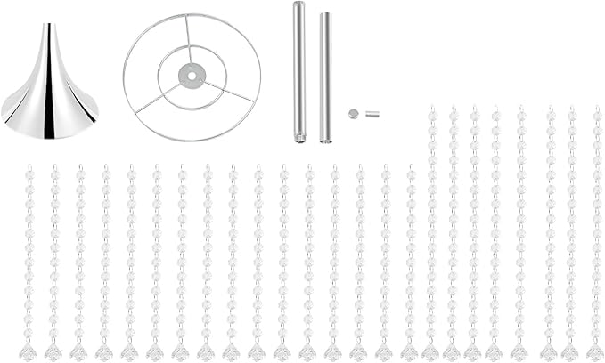 10 Pack 21.9"/55.6cm Tall Crystal Beaded Flower Stands, Metal Wedding Centerpiece Vases for Table/Aisle Decor - Reusable Event Centerpieces for Home, Party, Hotel (Silver)