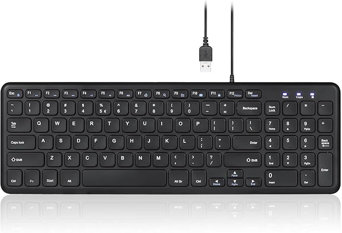 Perixx PERIBOARD-213U Wired Silent USB Scissor Keyboard - 14.45x4.76x0.70 Inches Compact Design with Number Pad - Black - US English (PB-213BUS-11738)