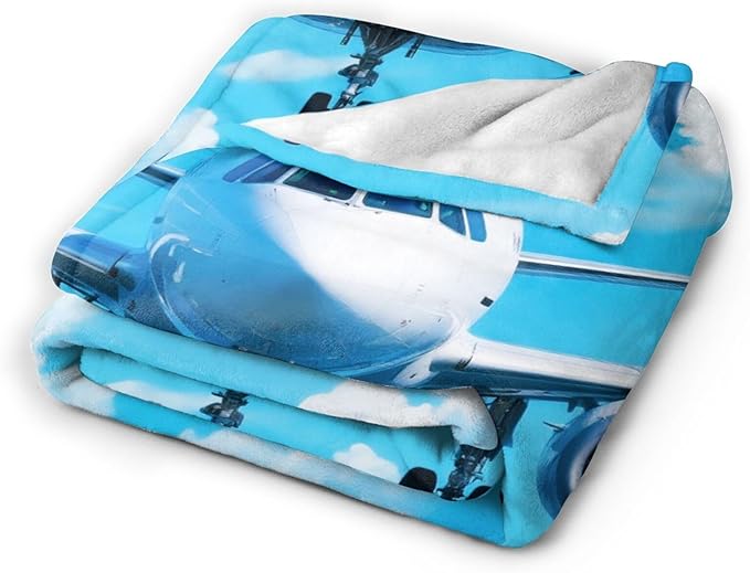 Airplane Blanket for Boys Pilot Plane Throw Blanket Aircraft Soft Cozy Fleece Fuzzy Stuffed Plush Flannel Gifts for Girls Women Kids Adults 60''x80''