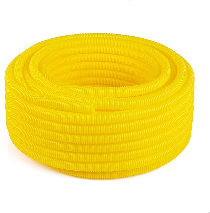 Flexible Polyethylene HDPE Non-Split Corrugated Wire Loom Tubing (Yellow, 1-1/2" Dia. x 100 ft)