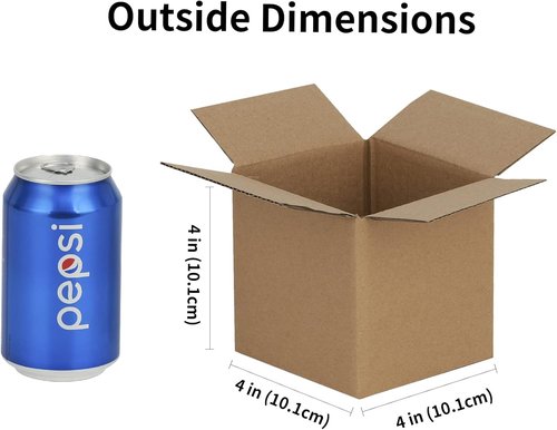 Kraft Shipping Boxes - 50 Pack Small Corrugated Cardboard Boxes for Mailing | 4x4x4 Inches