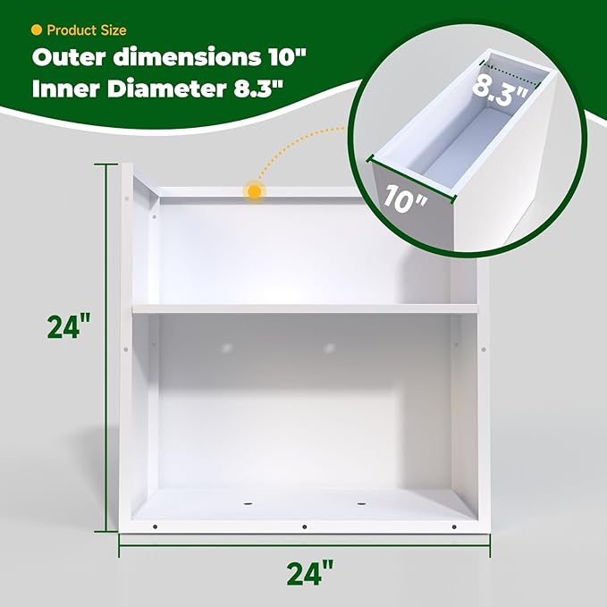 White Metal Long Planter for Outdoor Plants 24" x 10" x 24" Metal Rectangular Outdoor Planter Box Spliced Flower Box with Partitions for Outside,Indoor,Garden (White, 24 * 10 * 24)