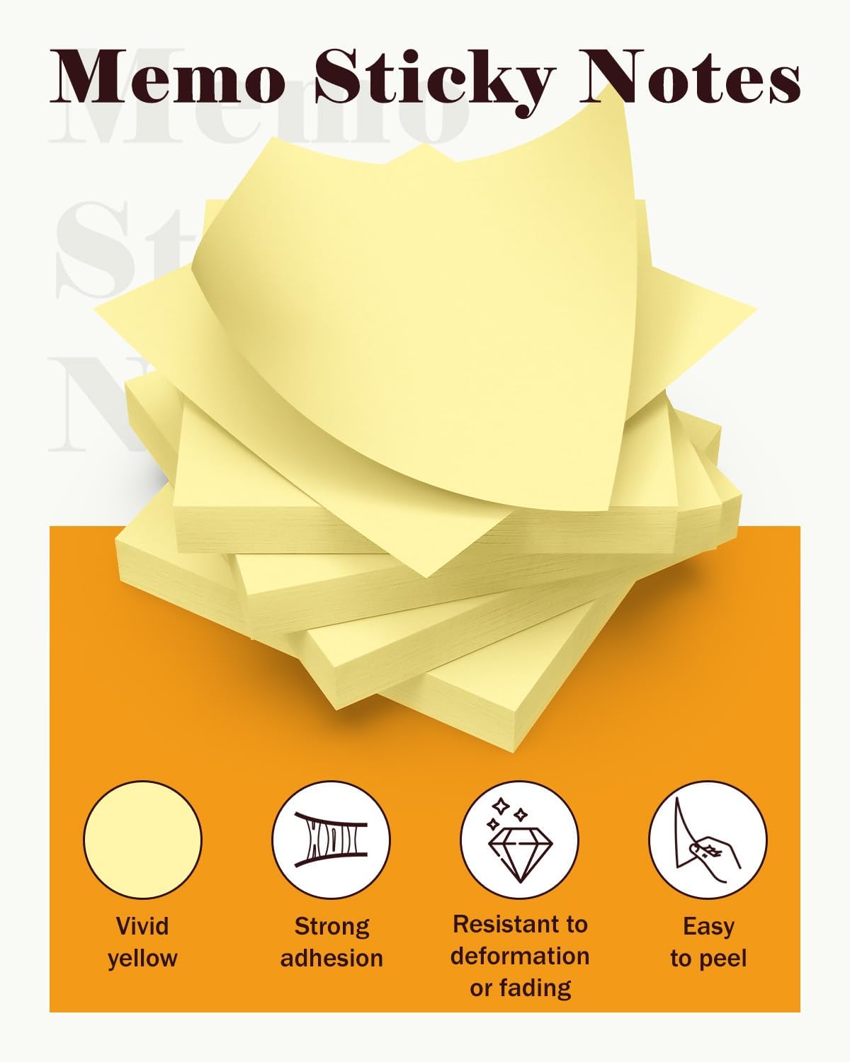 Skiennix Sticky Notes - 3x3 Yellow Self-Stick Memo Pads | 3600 Sheets in 48 Pads for Office & School