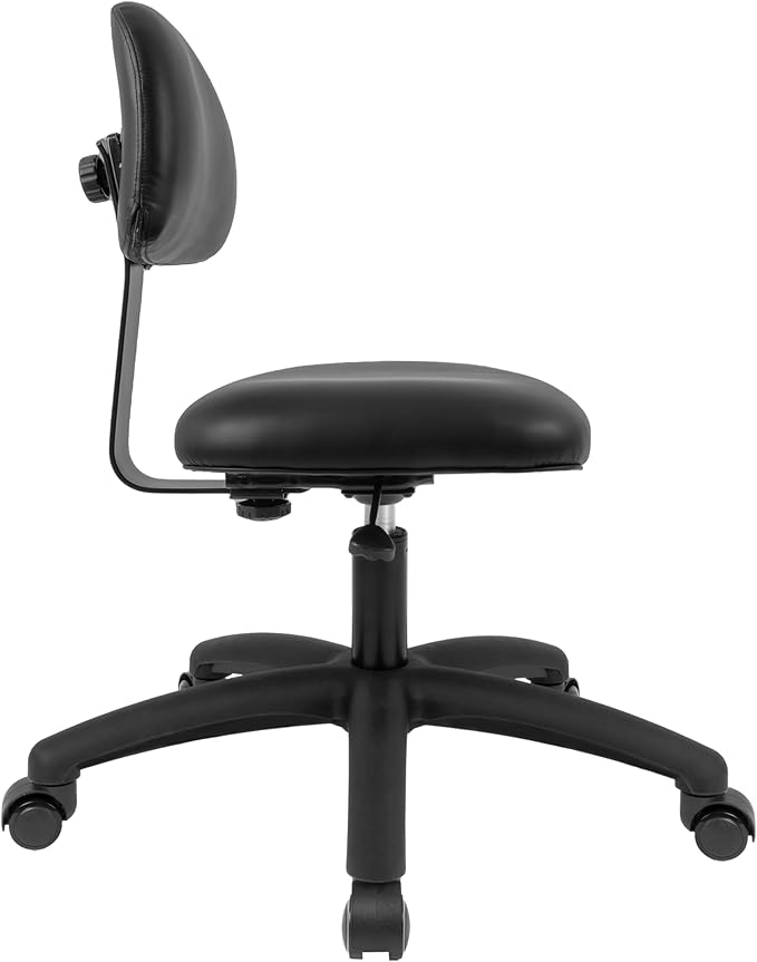 Chair Master FSS Series Square seat (19"-27") seat Height Chair. Vinyl-for Office, Garage, Desk, Shop, Computer, Doctor, Medical, Easy to Clean! NO Footring (Black, Medium, Self Braking Casters)