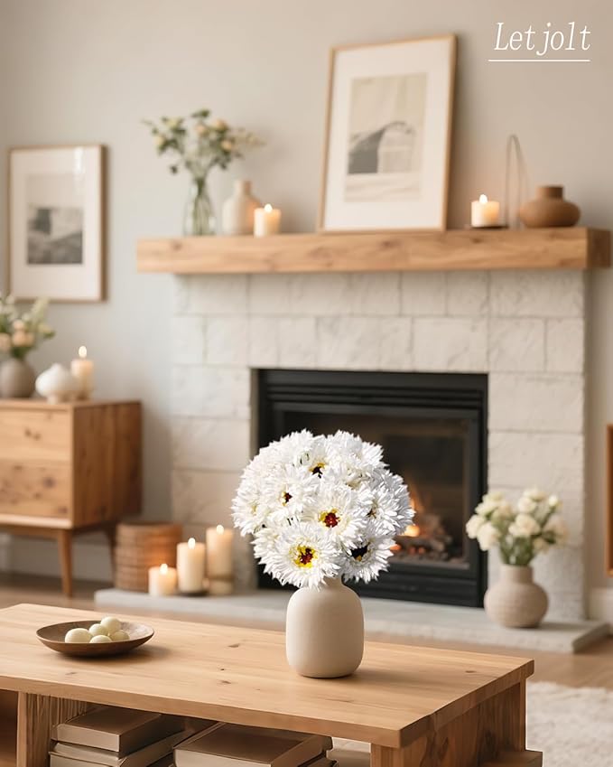 Letjolt Artificial Gerbera Daisy Flowers African Daisy White Silk Flowers Home Decorations Faux DIY Bouquet for Wedding Engagement Centerpieces Arrangements