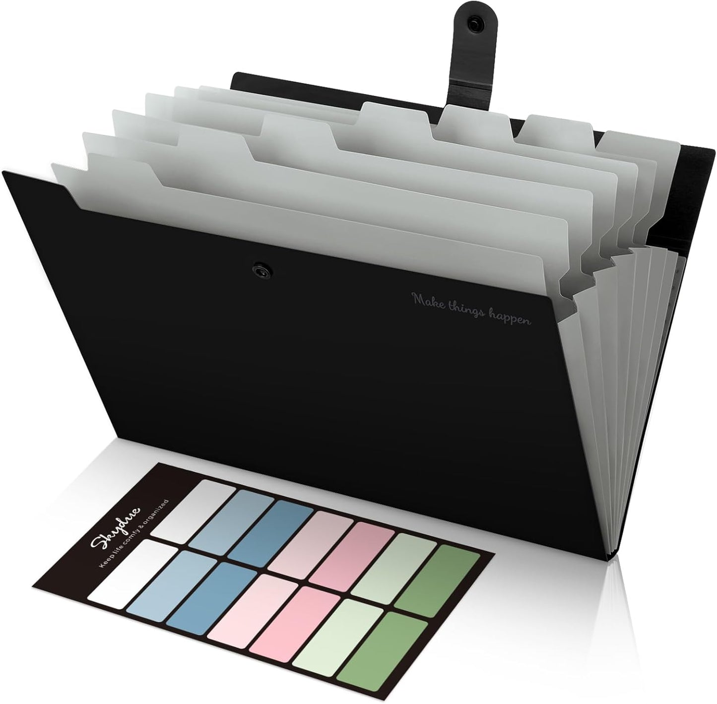 SKYDUE Accordion File Organizer - 8 Pockets, Portable A4 Document Folders with Snap Closure | Pack of 4