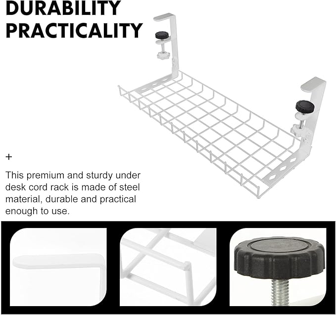 Under Desk Cable Management Tray and Wire Organizer, No-Drill 500Mm Large Capacity Cable Storage Rack for Office Desk Cord Management Holder