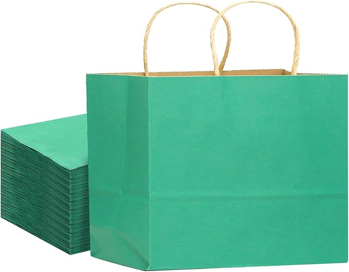 qiqee 13"x4.5"x10" Large Gift Bag with Handles Bulk 32PCS Gift Paper Bags Mint Green Bags Multiple Uses (Wide Large)