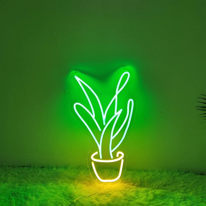 Plant Neon Sign for Wall Decor,Led Signs,Flower Neon Signs for Bedroom Wall with Dimmable Switch for Any Age Children's Room, Bar, Party, Christmas, Wedding Decoration Size:50cm