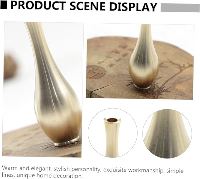 2pcs Mini Brass Vases Compact Antique Tabletop Flower Pots Home Decoration for Living Office Desktop Display