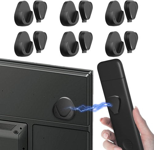 JUMEIHUI Magnetic Remote Control Holder - No Drill Wall Mount Organizer for TV Remotes | Black, 6 Pack