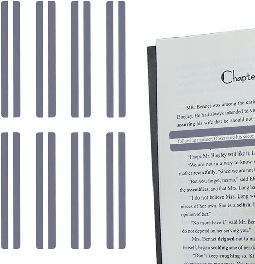 Skiennix 8Pcs Guided Reading Strips - Clear Overlay Trackers for Dyslexia & Visual Stress Relief