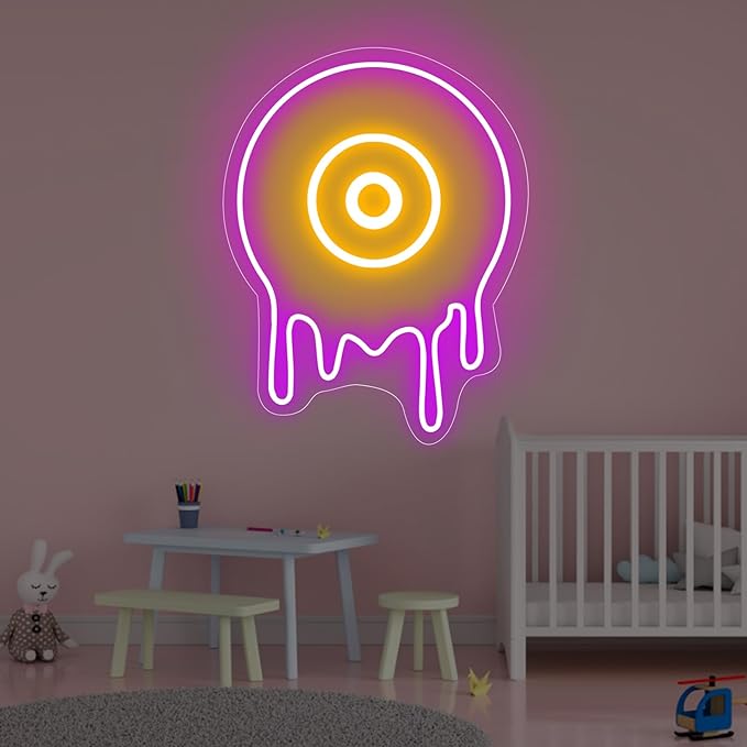Melting Vinyl Record Led Neon Sign, Music Wall Décor, 90s theme party decoration, Vinyl record led-neon wall neon decor, Custom neon sign for Bedroom Home Bar Birthday Party Wedding Wall-Pink