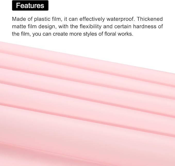 MECCANIXITY 10 Pcs Double Sided Color Flower Wrapping Paper Pink 22.8"x22.8" Waterproof for Florist Bouquet Supplies, DIY Crafts, Gift Box Packaging