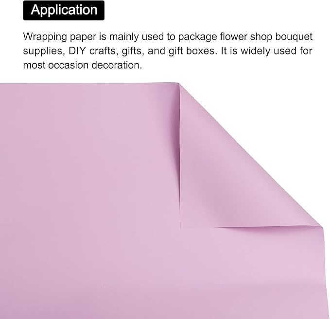 MECCANIXITY Set of 20 Flower Wrapping Paper 22.8x22.8 Inch Waterproof Florists Wrapping Paper for Florist Bouquet Supplies, DIY Crafts, Gift/Gift Box Packaging Light Purple