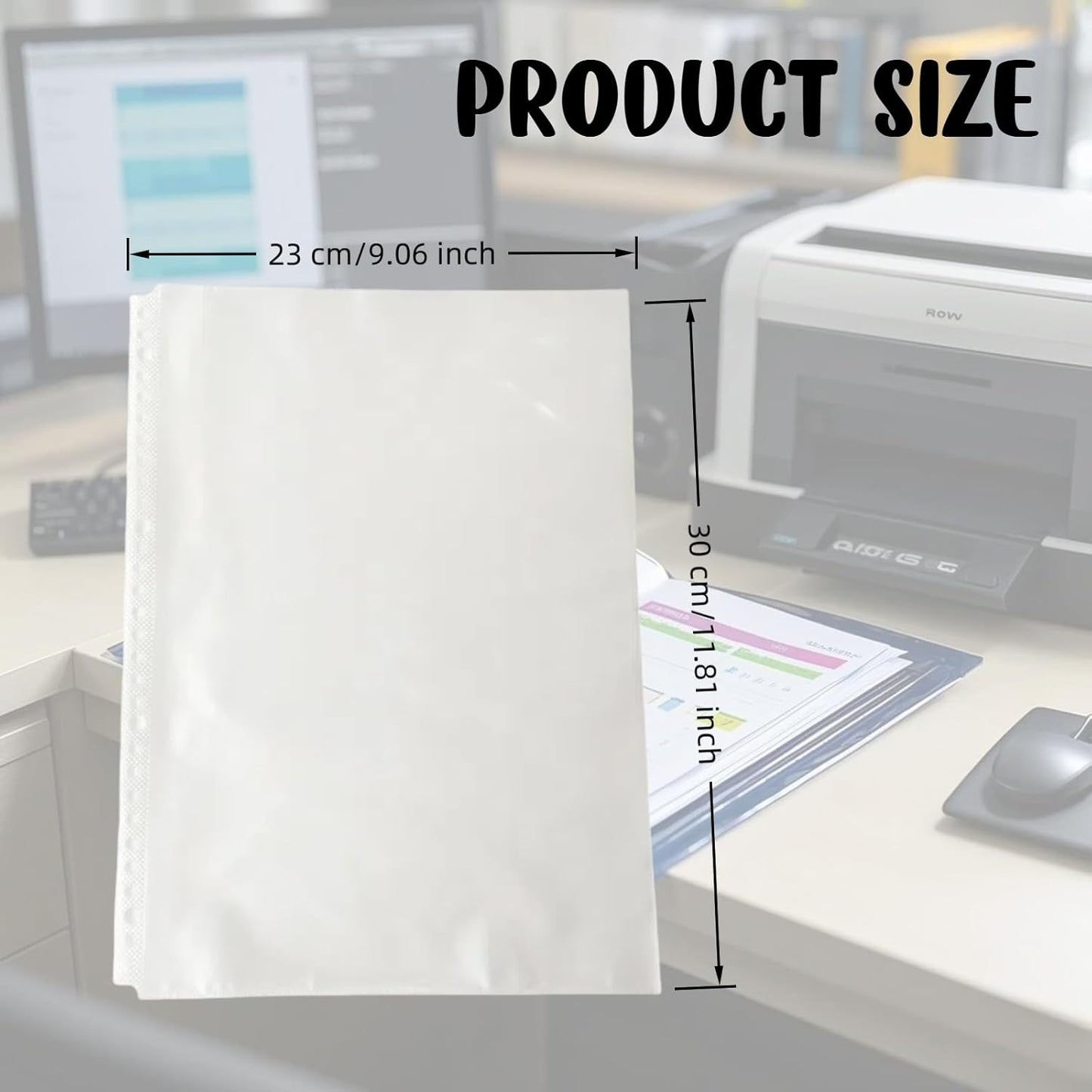 Skiennix Slim Clear Plastic Sheet Protectors - 100pcs Lightweight Page Sleeves for Binders | A4 & 9x12 Size