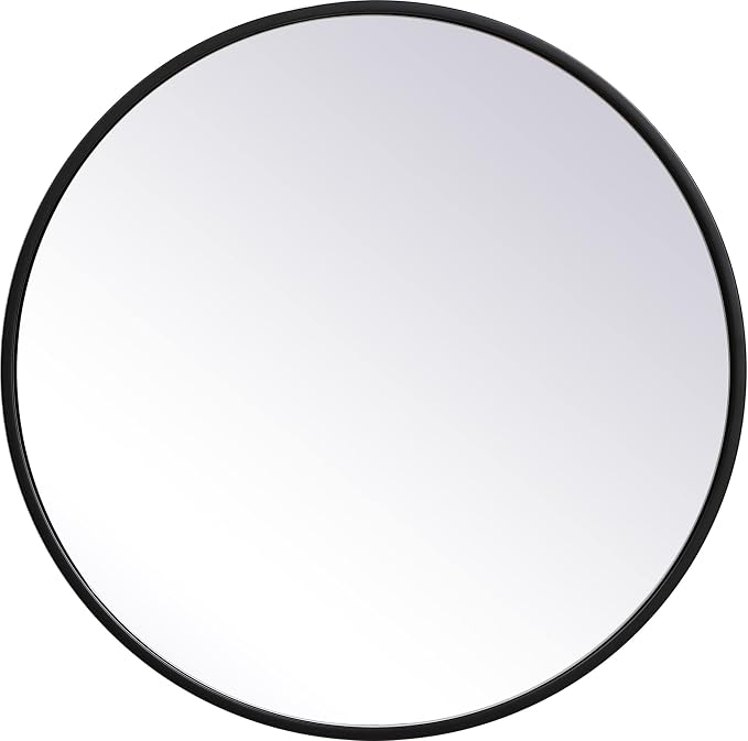 Elegant Decor Eternity 21" Round Mid Century Metal Frame Mirror in Black